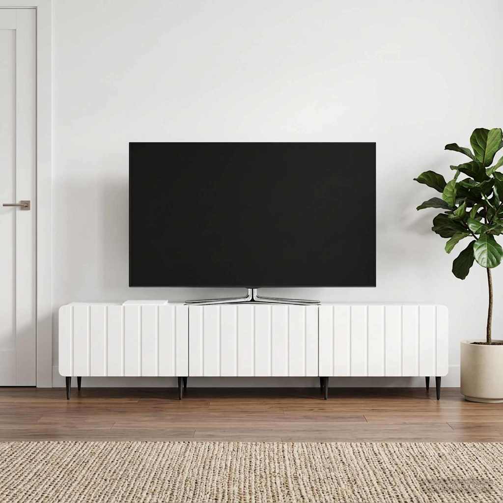 TV szekrény Magasfényű Fehér 147 x 34,5 x 32 cm Szerelt Fa
