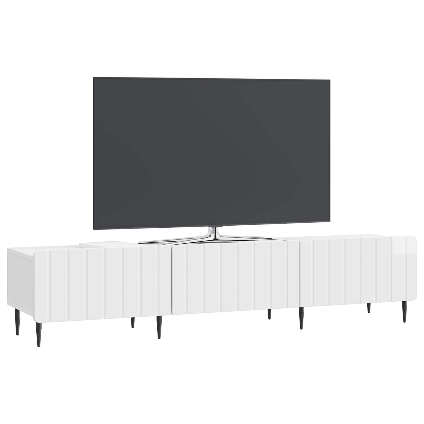 TV szekrény Magasfényű Fehér 147 x 34,5 x 32 cm Szerelt Fa