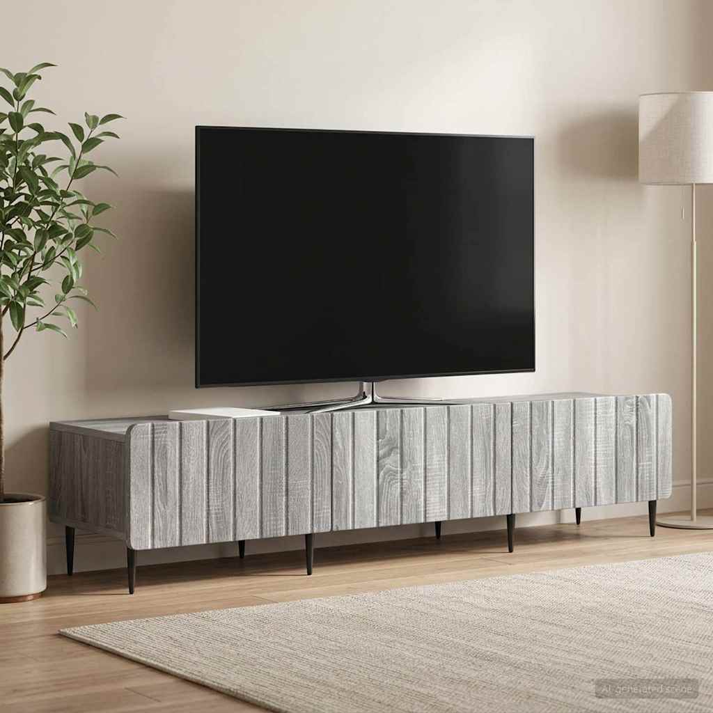 TV szekrény fiókkal Szürke Sonoma 147 x 34,5 x 32 cm Szerelt Fa