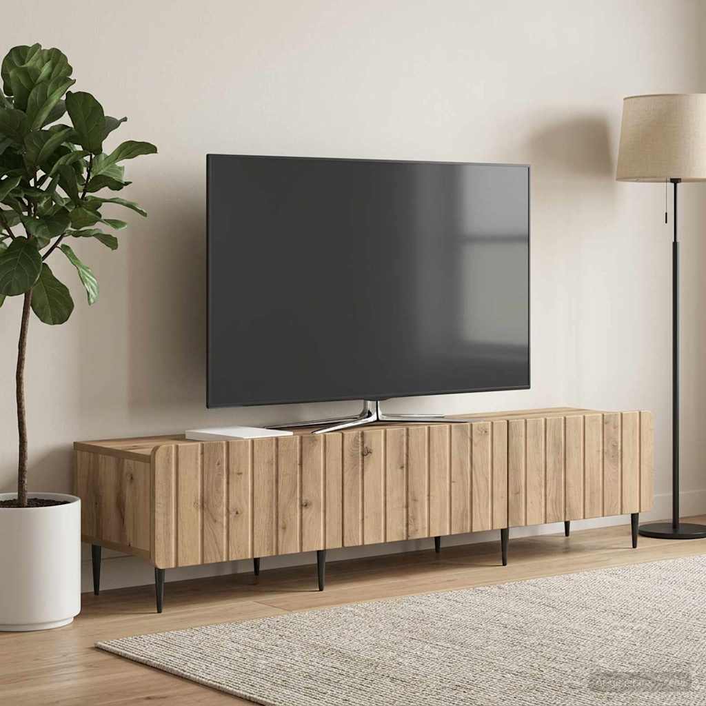TV szekrény 147 x 34,5 x 32 cm Kézműves Tölgy Szerelt Fa