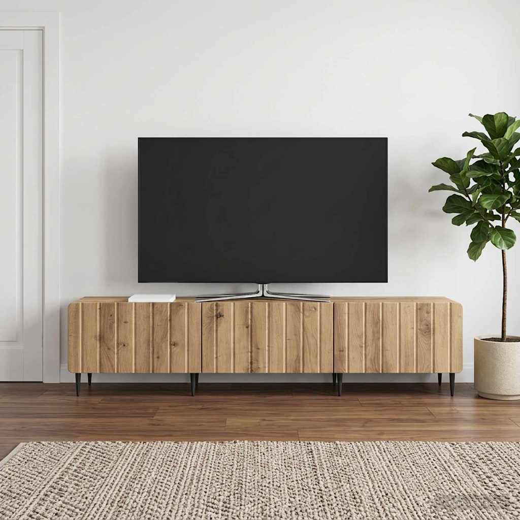 TV szekrény 147 x 34,5 x 32 cm Kézműves Tölgy Szerelt Fa