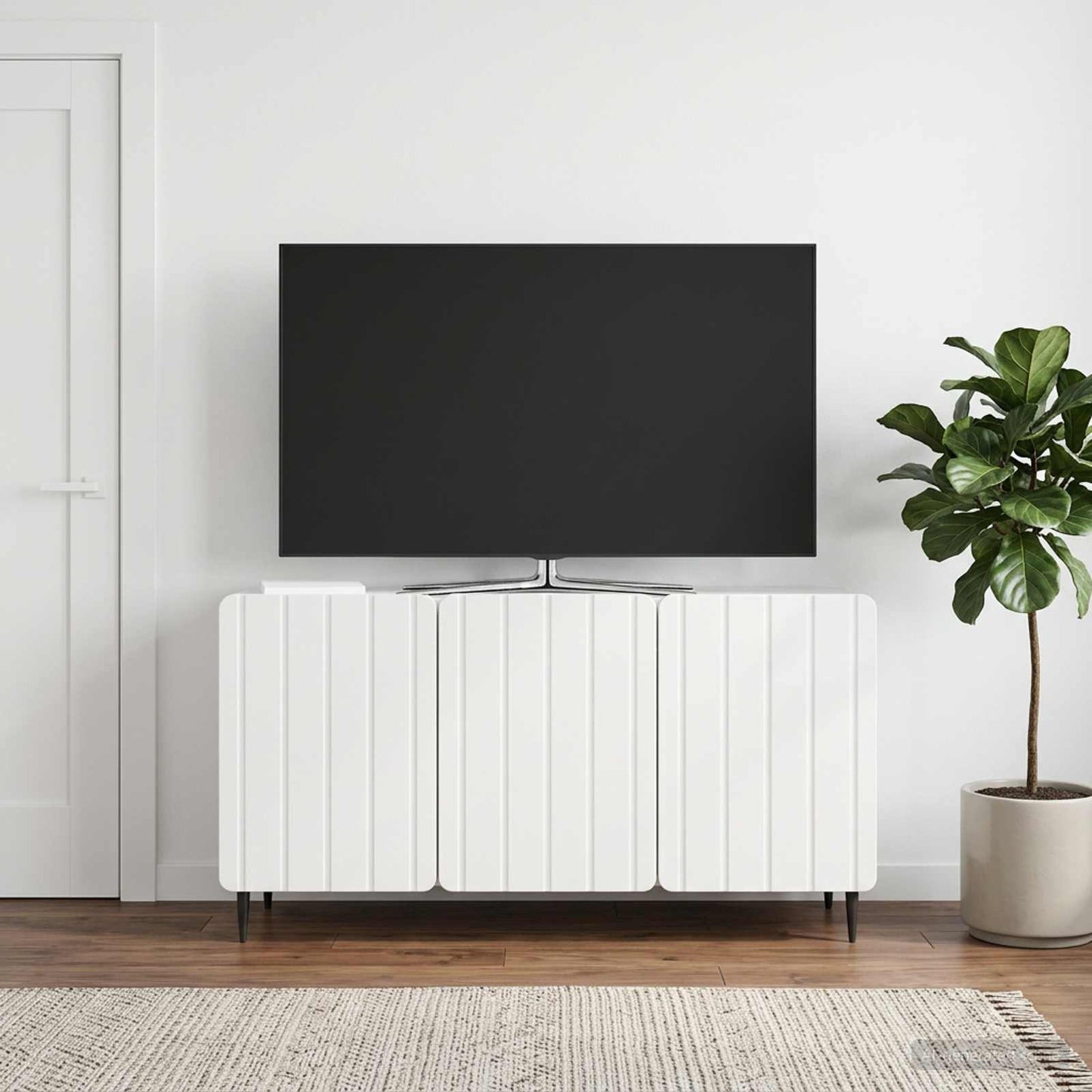 TV szekrény Magasfényű Fehér 99 x 34,5 x 52 cm Szerelt Fa