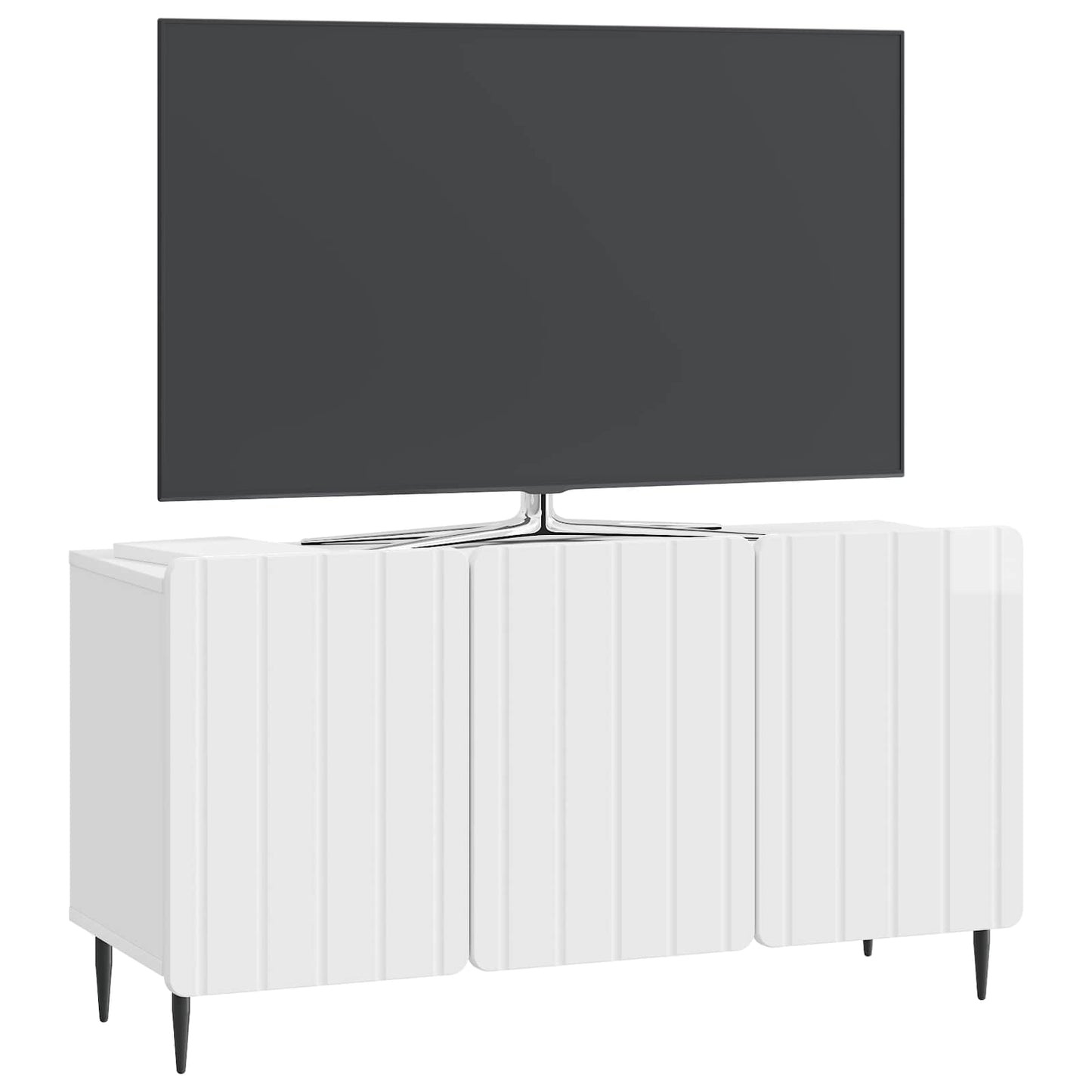 TV szekrény Magasfényű Fehér 99 x 34,5 x 52 cm Szerelt Fa
