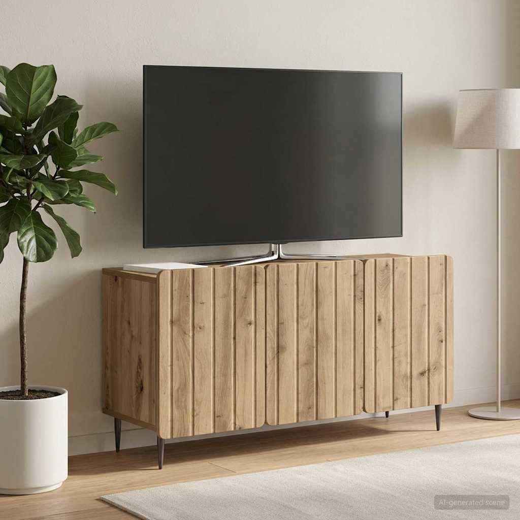 TV szekrény 99 x 34,5 x 52 cm Kézműves Tölgy Szerelt Fa