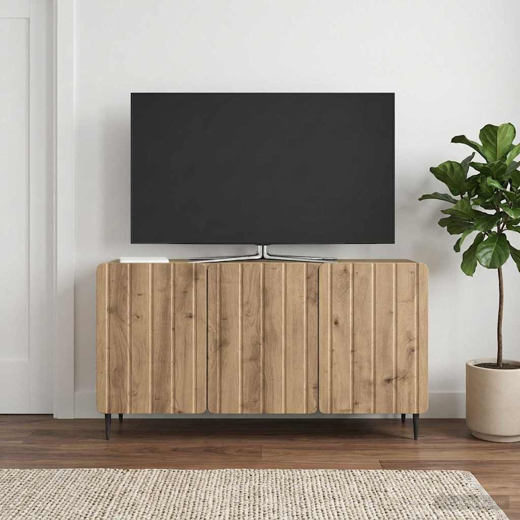 TV szekrény 99 x 34,5 x 52 cm Kézműves Tölgy Szerelt Fa