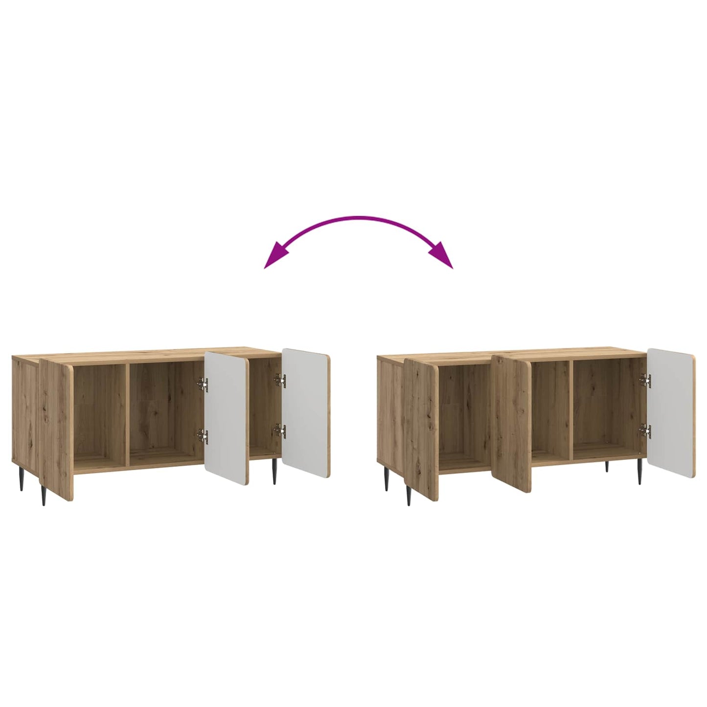 TV szekrény 99 x 34,5 x 52 cm Kézműves Tölgy Szerelt Fa