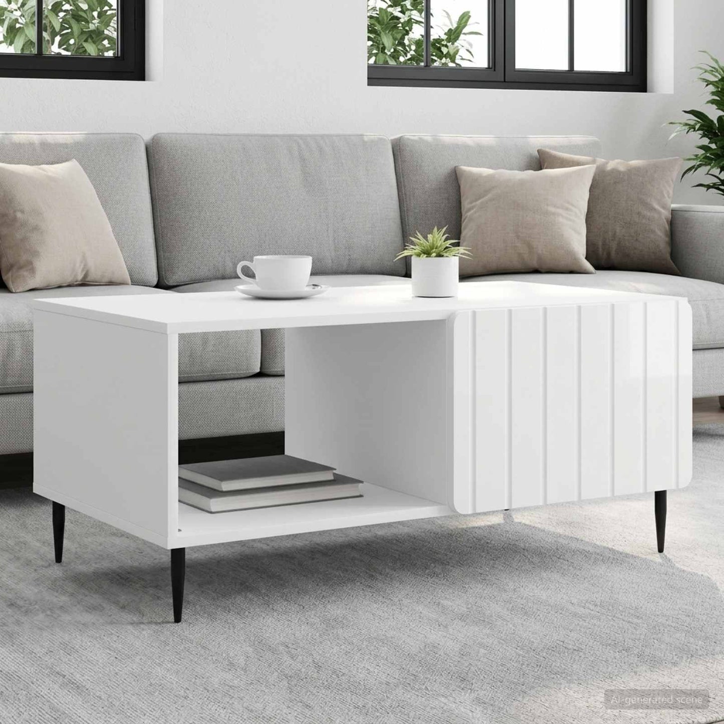 Dohányzóasztal Magasfényű Fehér 90 x 50 x 40 cm Szerelt Fa