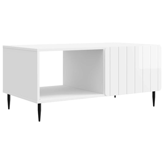 Dohányzóasztal Magasfényű Fehér 90 x 50 x 40 cm Szerelt Fa
