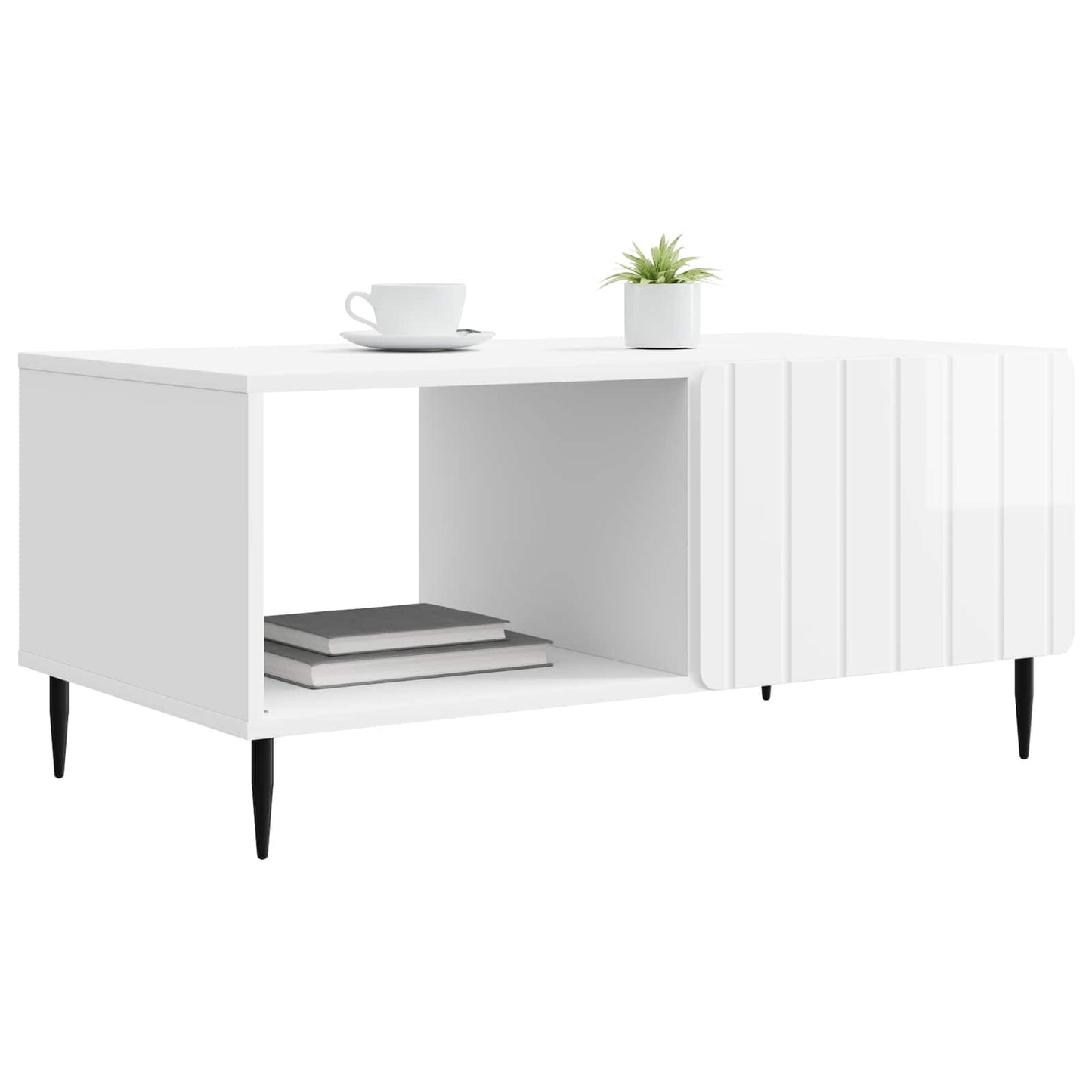 Dohányzóasztal Magasfényű Fehér 90 x 50 x 40 cm Szerelt Fa