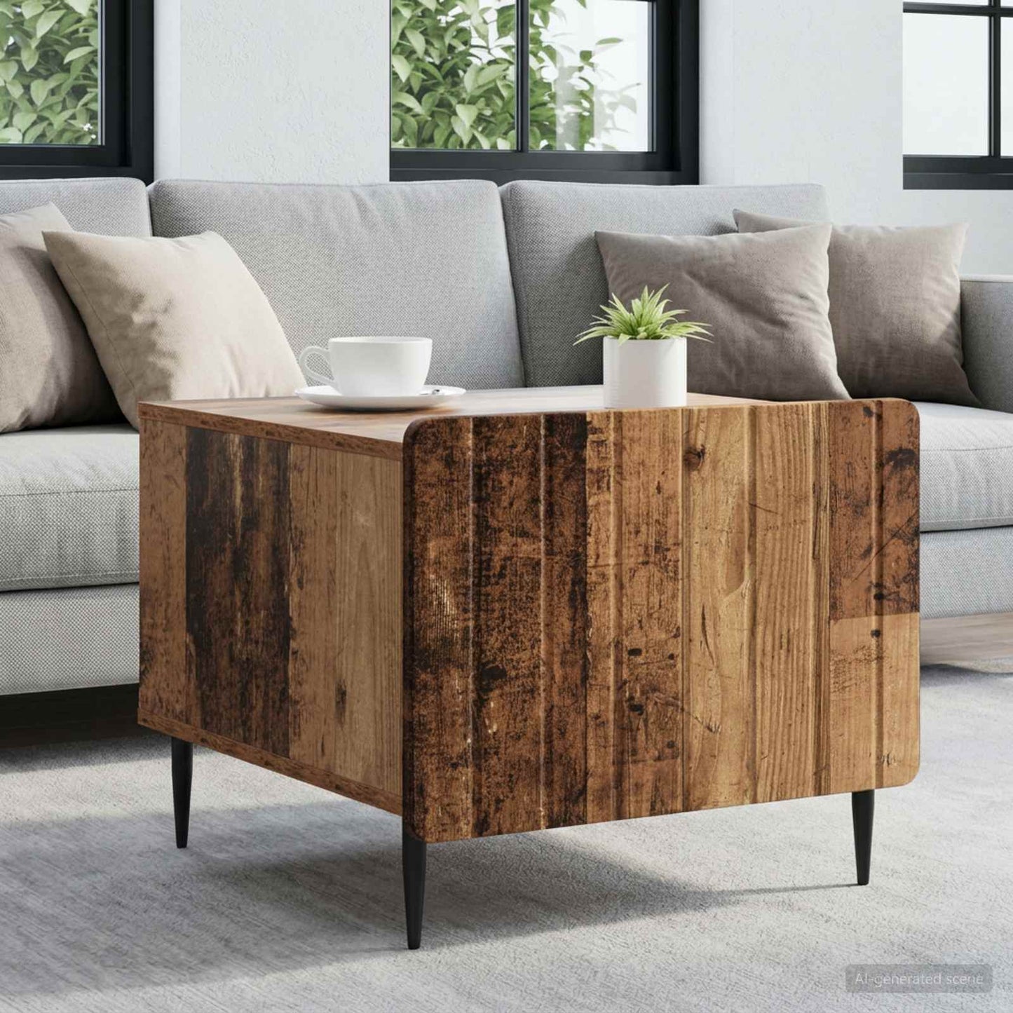 Dohányzóasztal fiókkal Antik Fa 49 x 50 x 42 cm Szerelt Fa