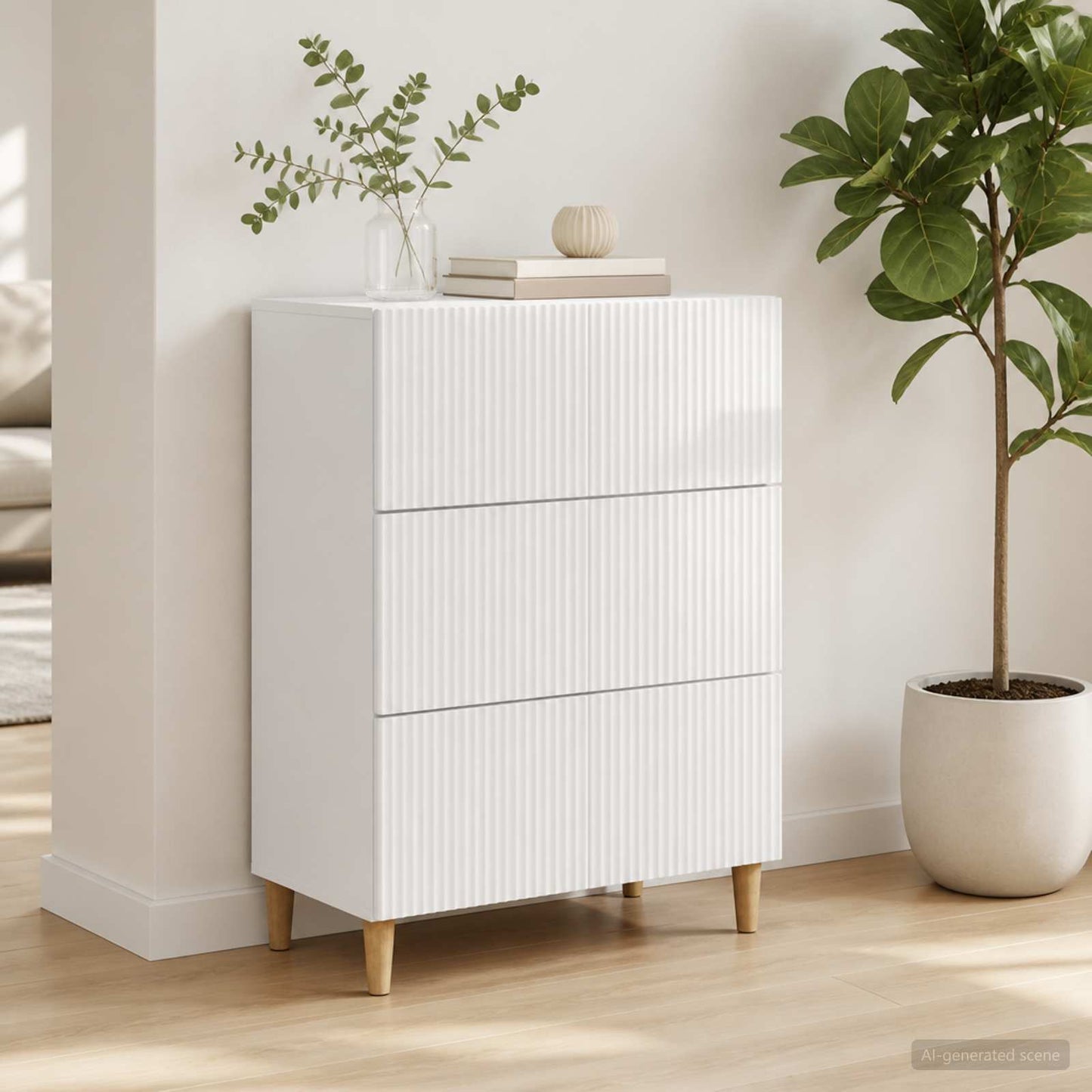 Fiókos szekrény Magasfényű Fehér 66 x 34,5 x 90 cm Szerelt Fa