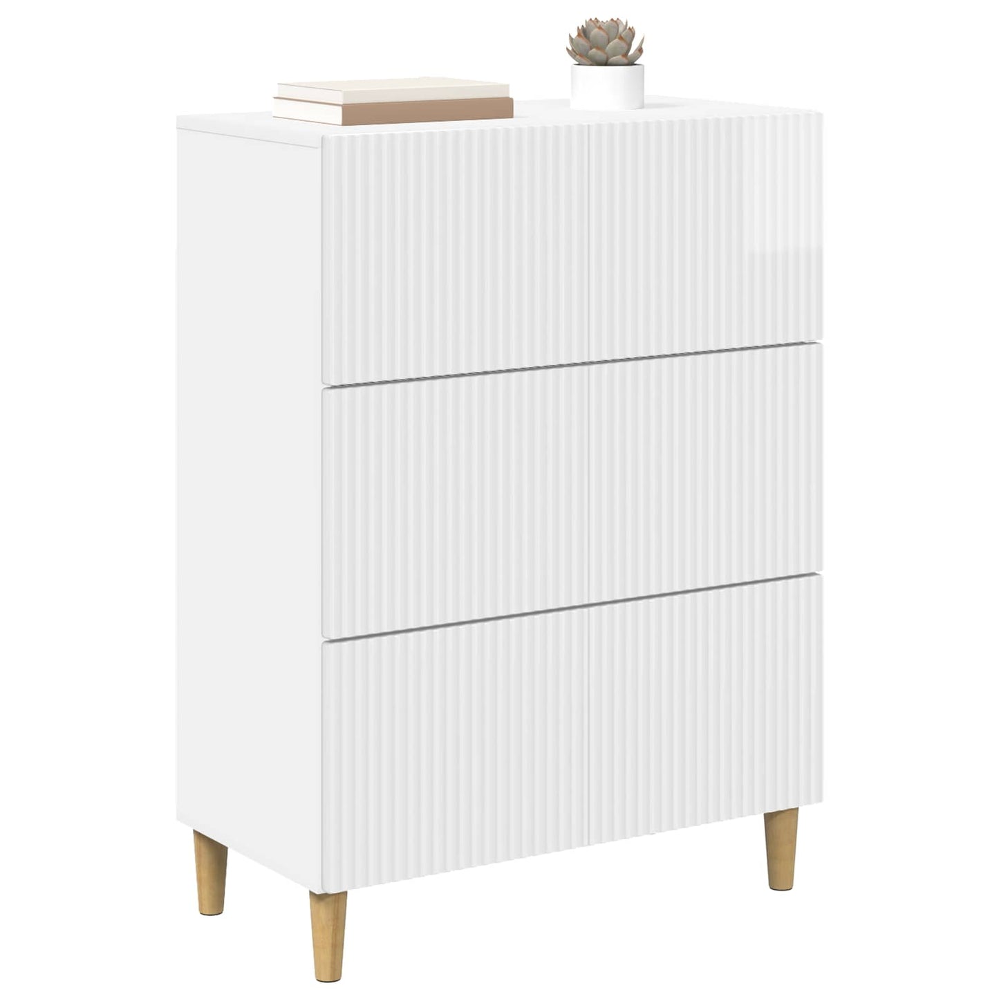 Fiókos szekrény Magasfényű Fehér 66 x 34,5 x 90 cm Szerelt Fa