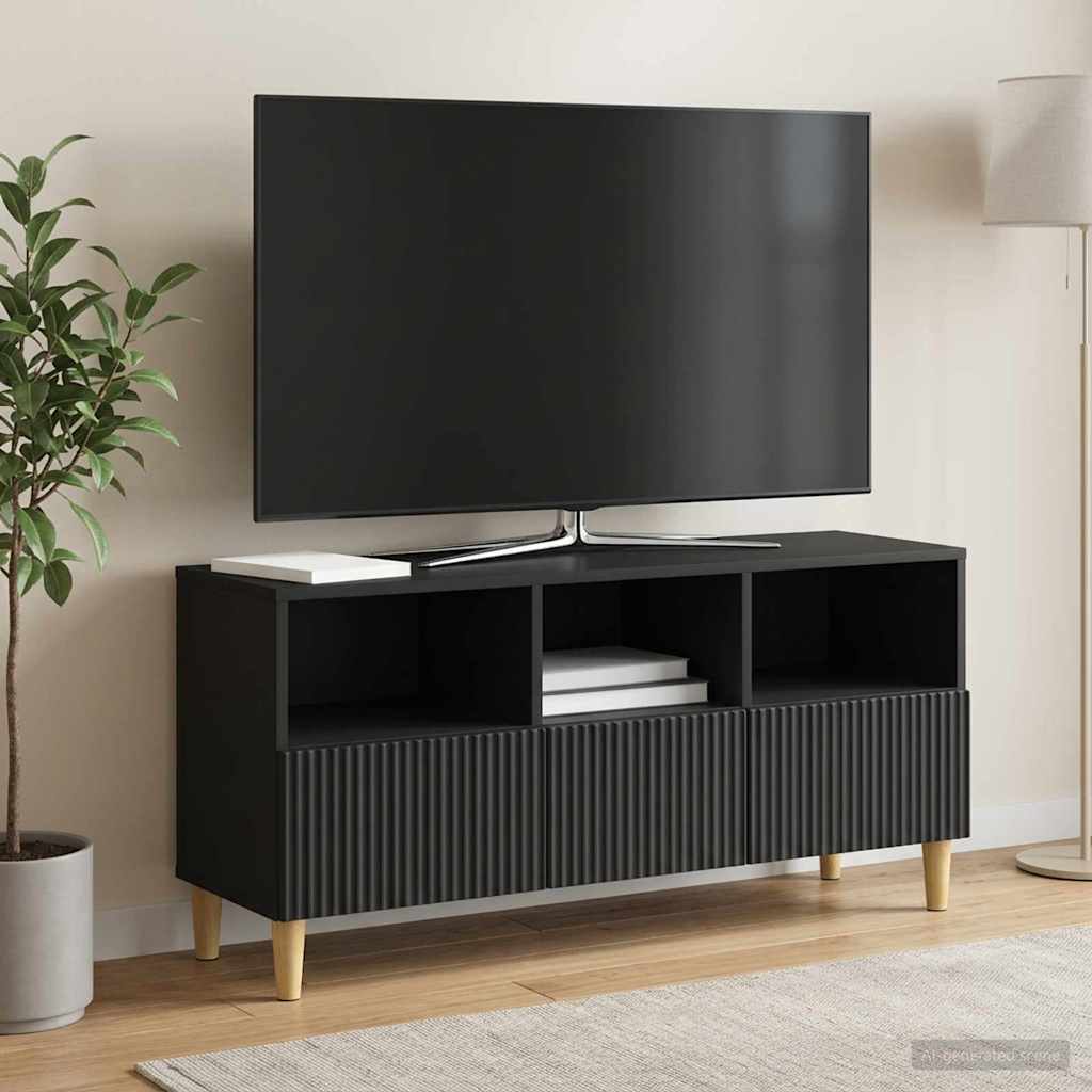 TV szekrény fiókkal Fekete 102 x 34,5 x 50 cm Szerelt Fa