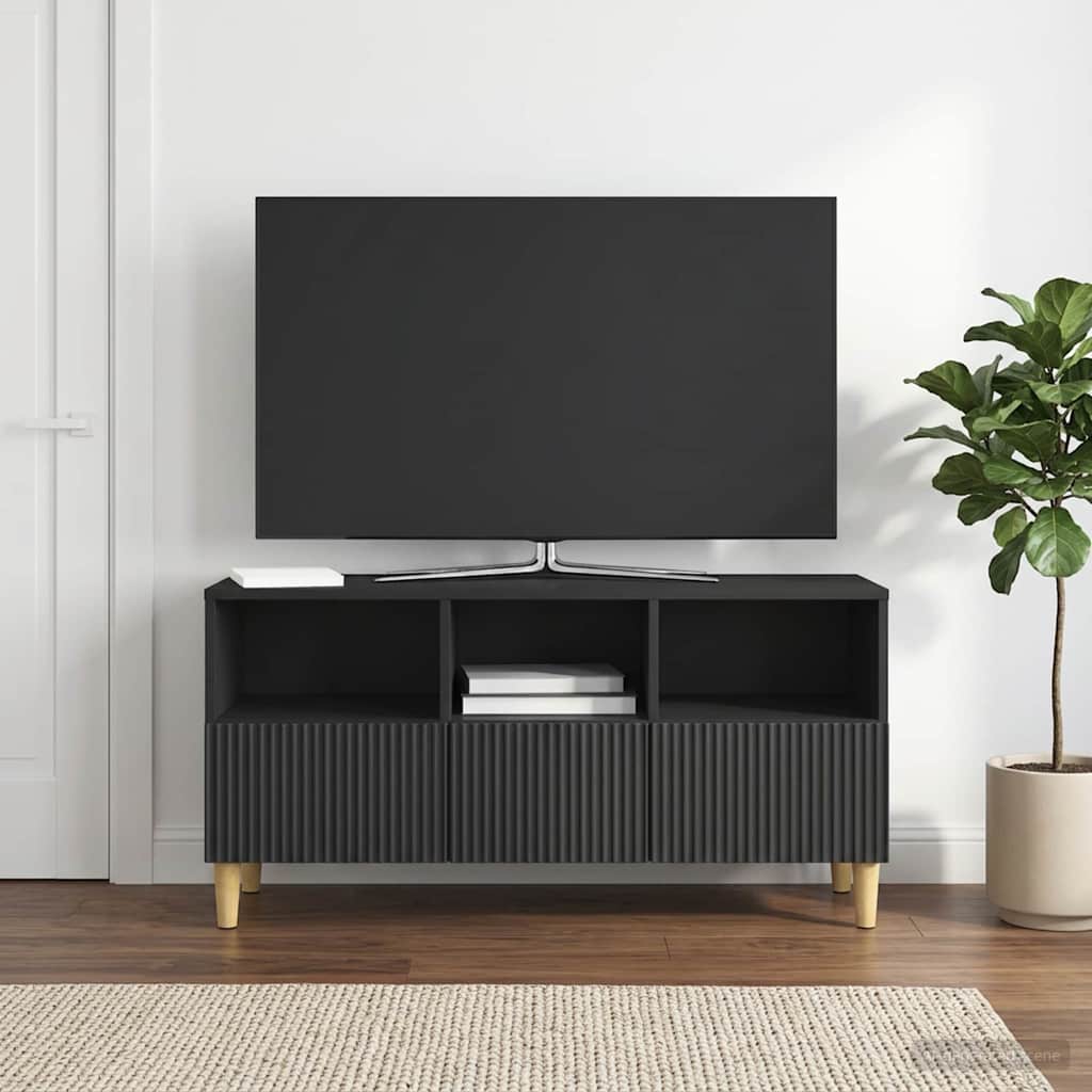 TV szekrény fiókkal Fekete 102 x 34,5 x 50 cm Szerelt Fa