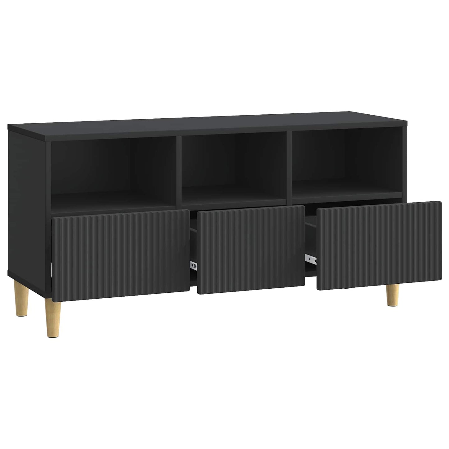 TV szekrény fiókkal Fekete 102 x 34,5 x 50 cm Szerelt Fa