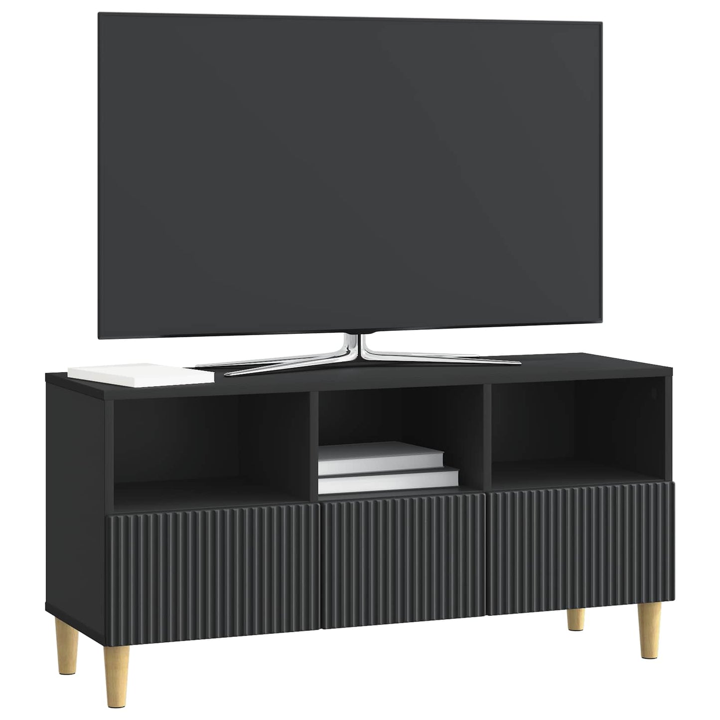TV szekrény fiókkal Fekete 102 x 34,5 x 50 cm Szerelt Fa