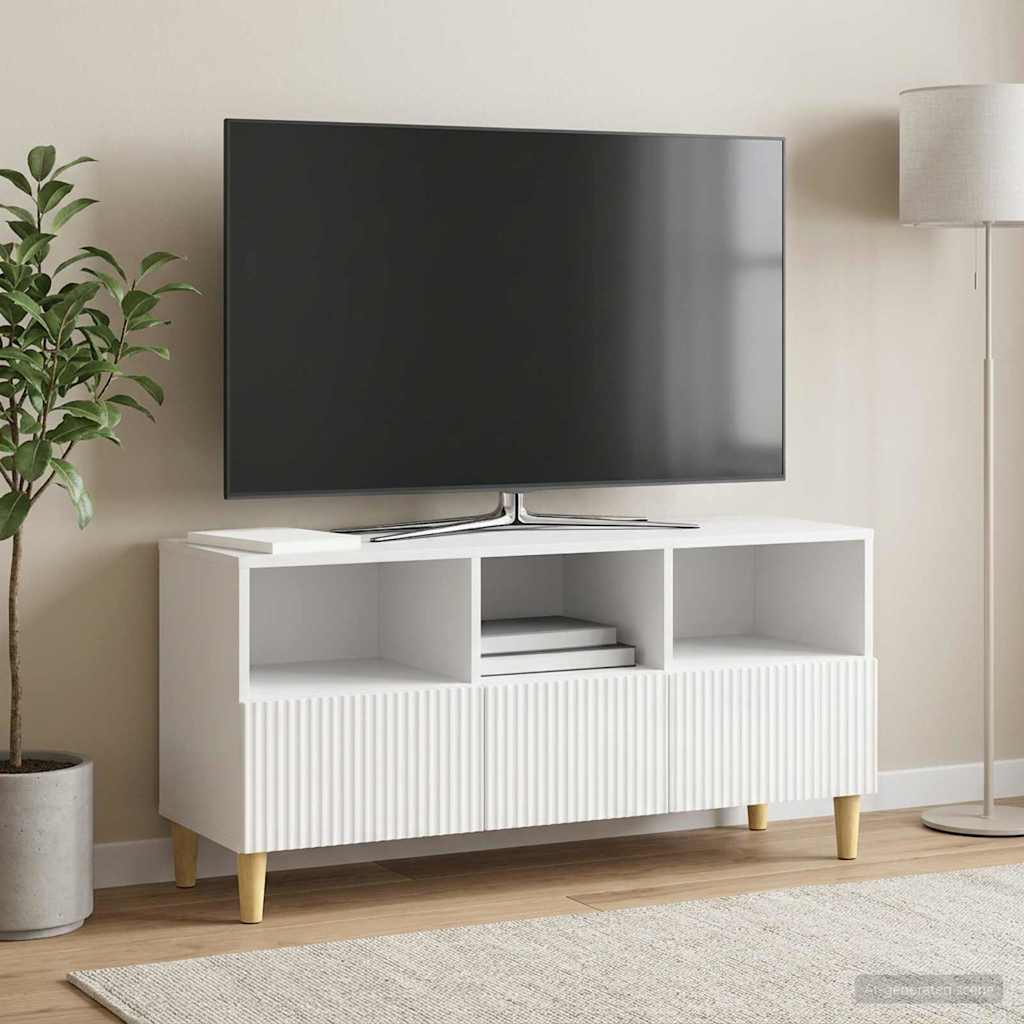 TV szekrény Magasfényű Fehér 102 x 34,5 x 50 cm Szerelt Fa