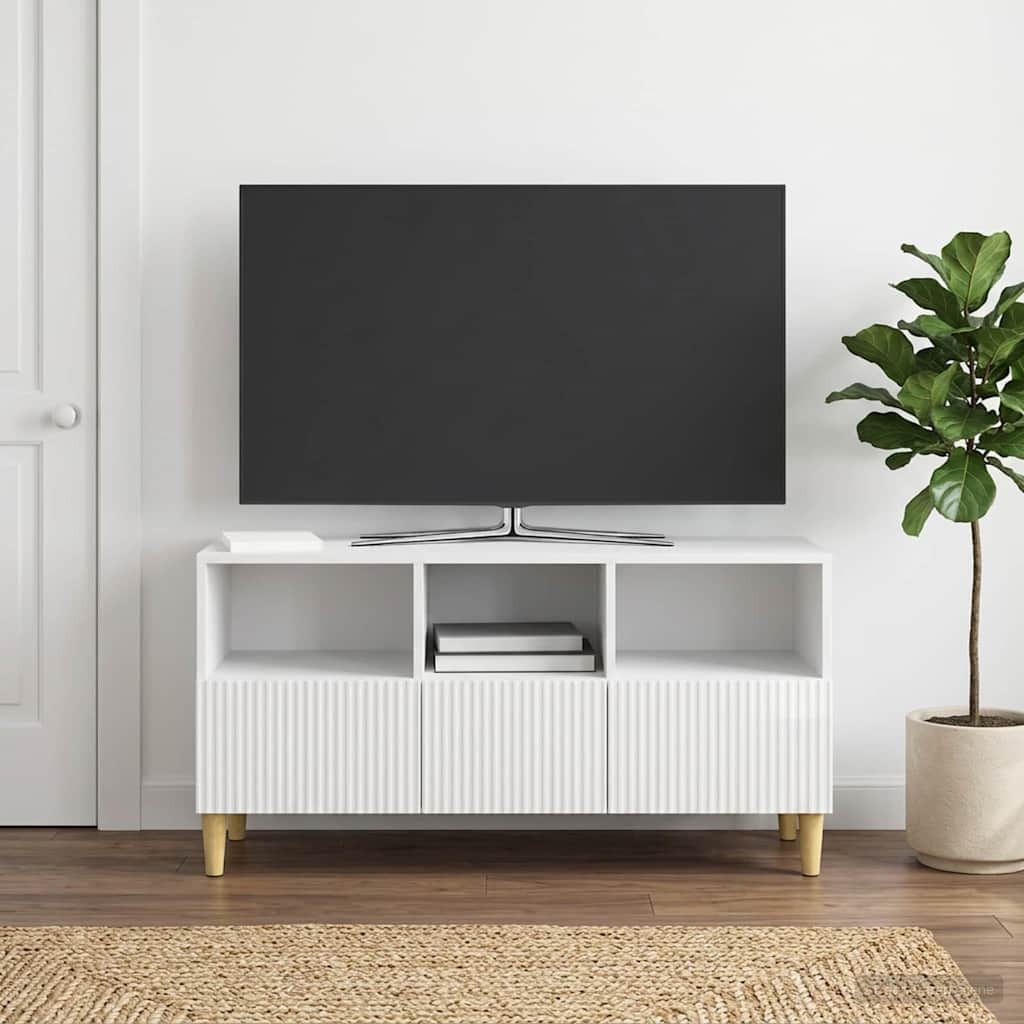 TV szekrény Magasfényű Fehér 102 x 34,5 x 50 cm Szerelt Fa