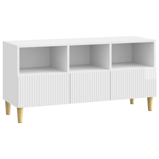 TV szekrény Magasfényű Fehér 102 x 34,5 x 50 cm Szerelt Fa