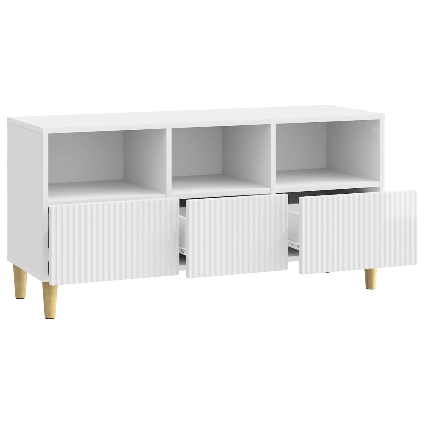 TV szekrény Magasfényű Fehér 102 x 34,5 x 50 cm Szerelt Fa