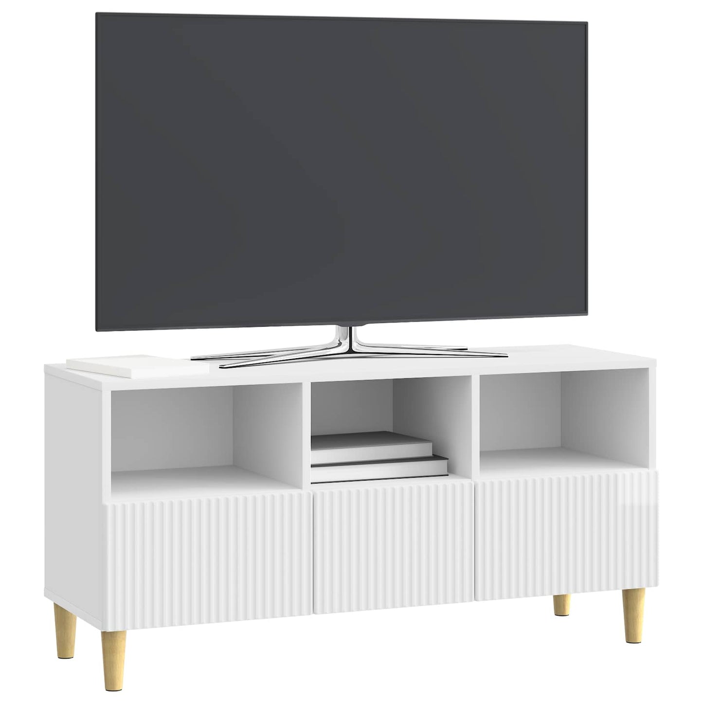 TV szekrény Magasfényű Fehér 102 x 34,5 x 50 cm Szerelt Fa