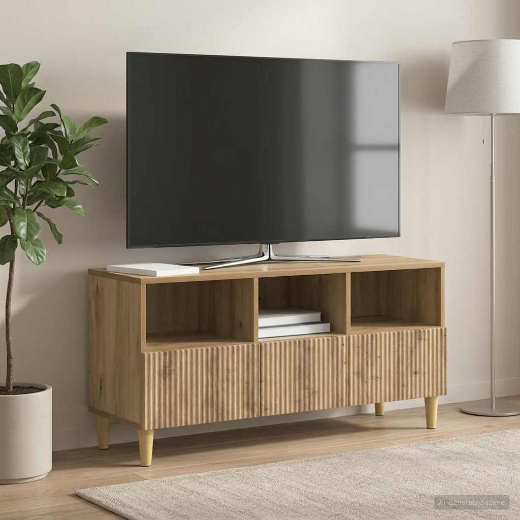 TV szekrény 102 x 34,5 x 50 cm Kézműves Tölgy Szerelt Fa