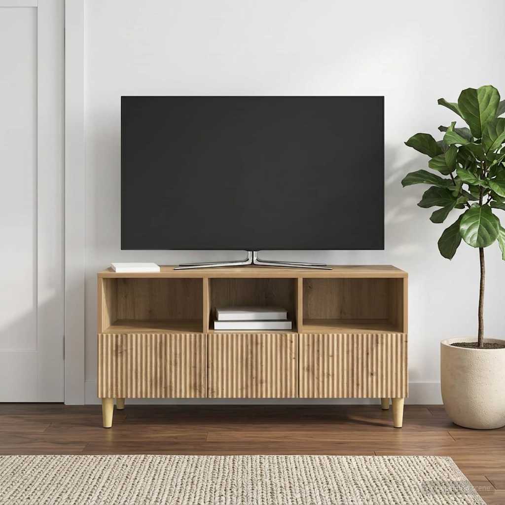 TV szekrény 102 x 34,5 x 50 cm Kézműves Tölgy Szerelt Fa