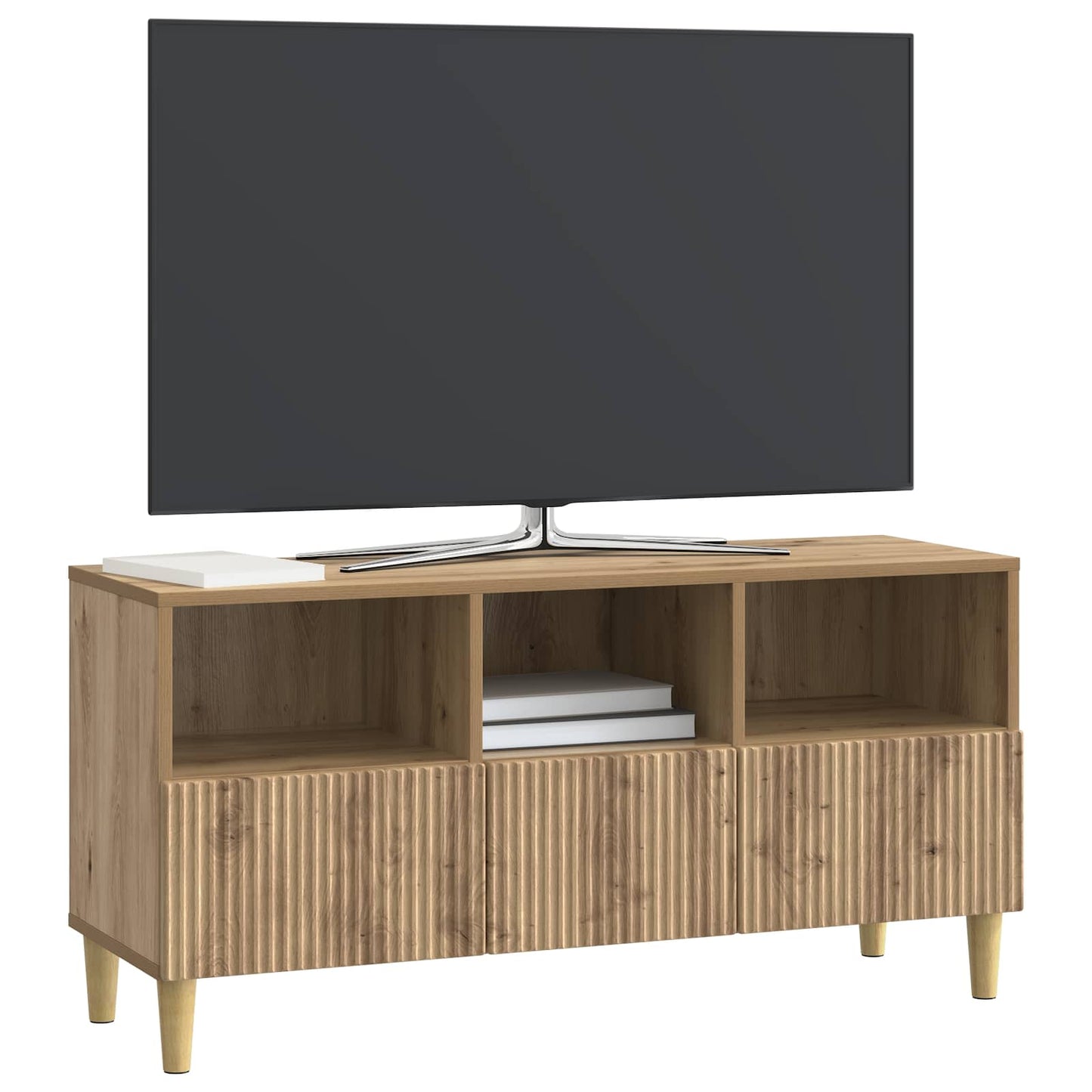 TV szekrény 102 x 34,5 x 50 cm Kézműves Tölgy Szerelt Fa