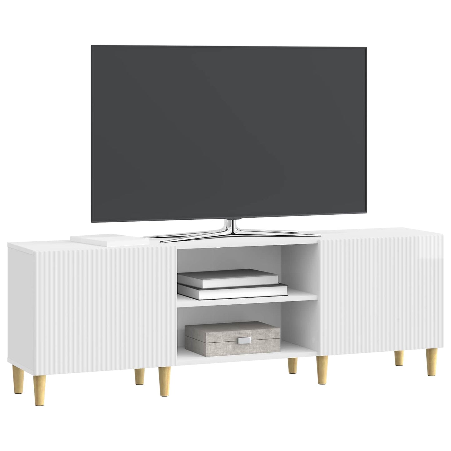 TV szekrény Magasfényű Fehér 150 x 31 x 50 cm Szerelt Fa