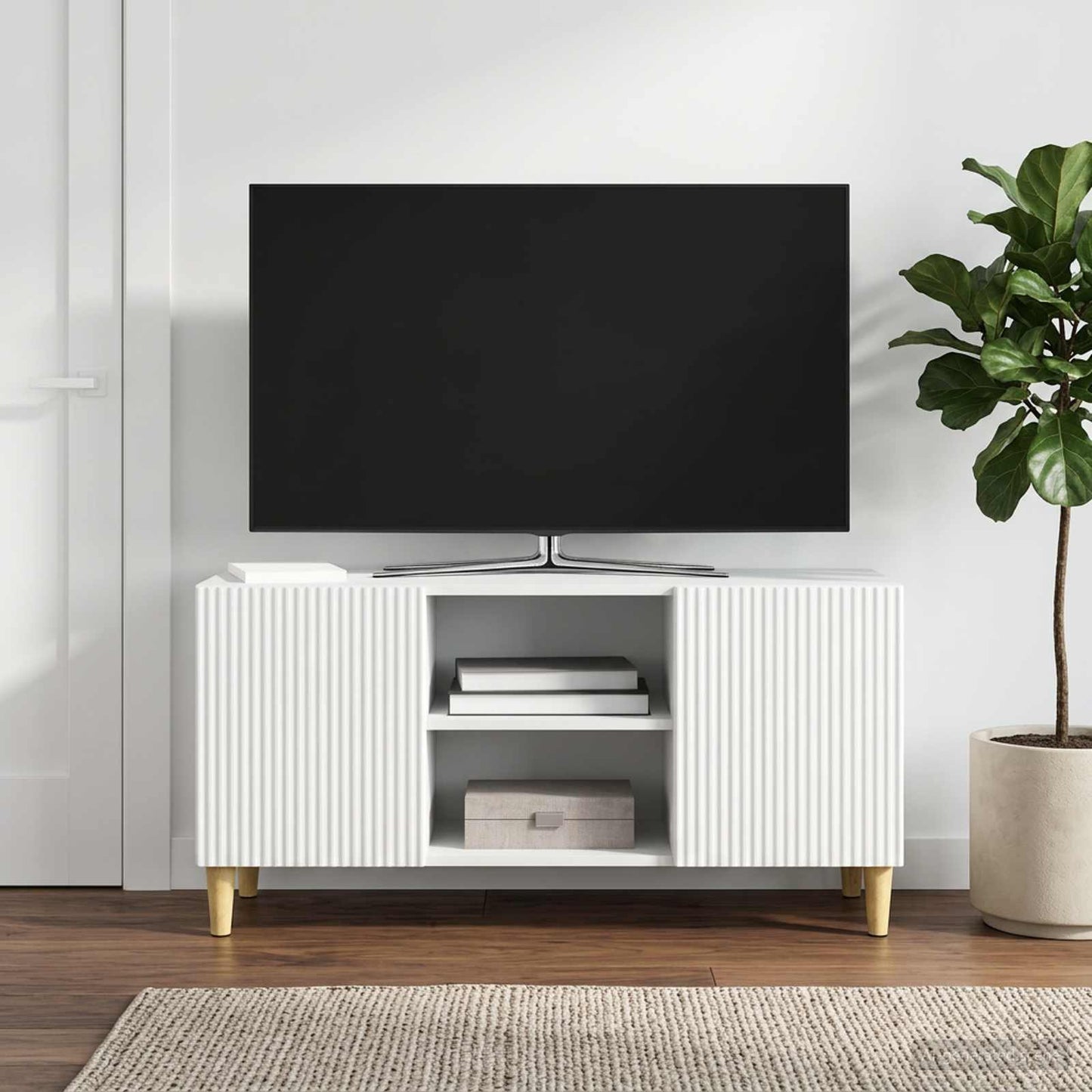 TV szekrény Fehér 102 x 34,5 x 50 cm Szerelt Fa
