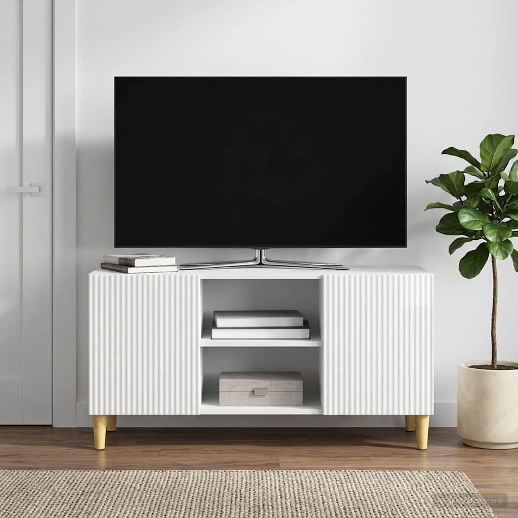 TV szekrény Magasfényű Fehér 102 x 34,5 x 50 cm Szerelt Fa