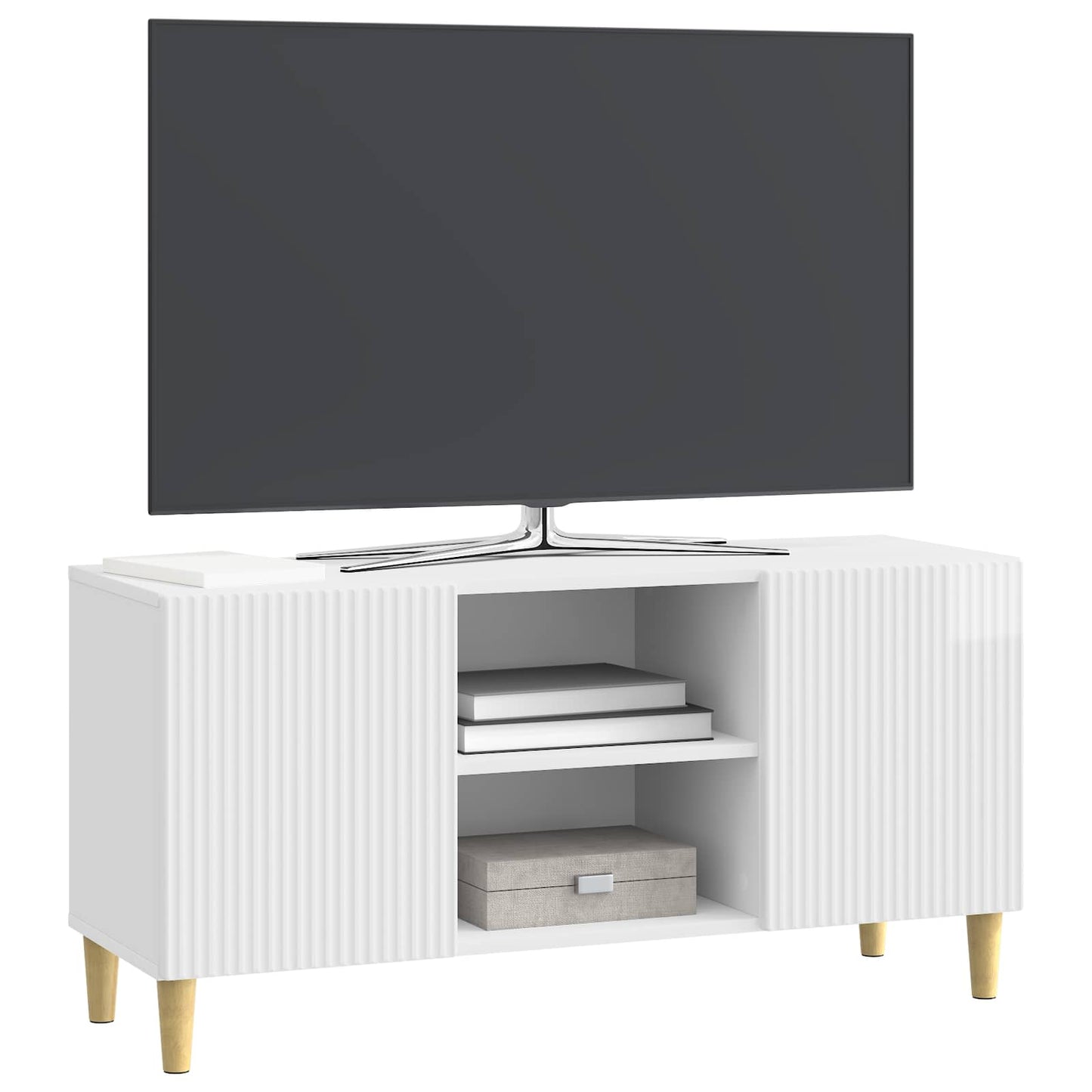 TV szekrény Magasfényű Fehér 102 x 34,5 x 50 cm Szerelt Fa