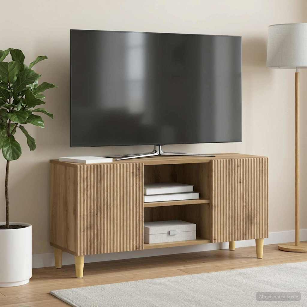 TV szekrény 102 x 34,5 x 50 cm Kézműves Tölgy Szerelt Fa