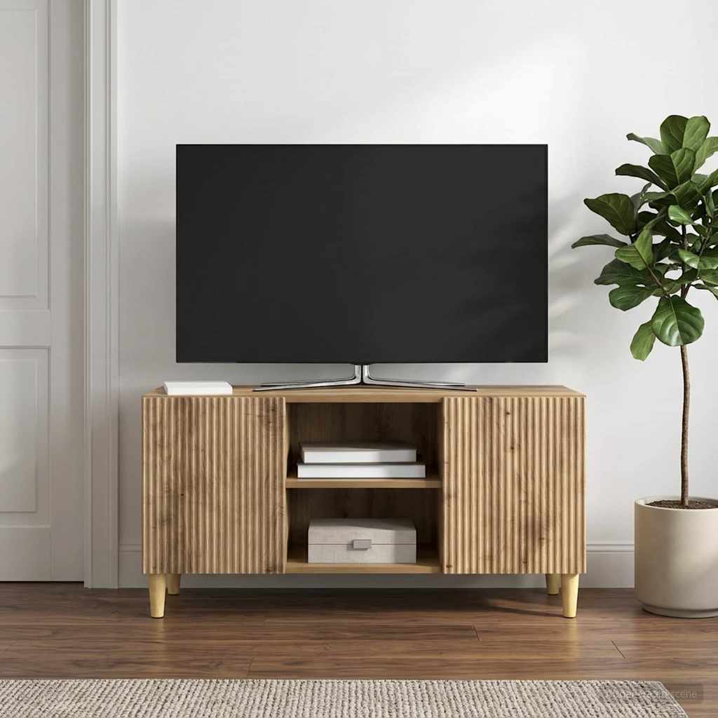 TV szekrény 102 x 34,5 x 50 cm Kézműves Tölgy Szerelt Fa