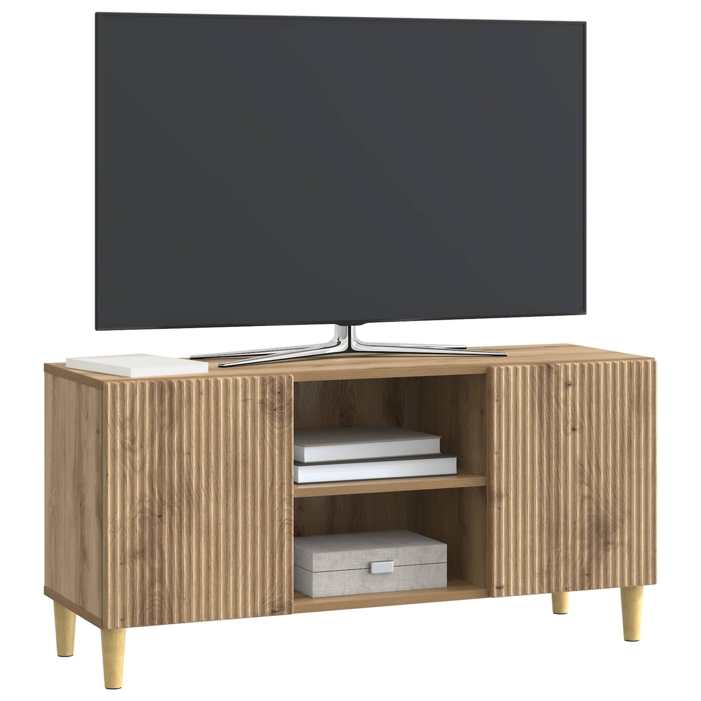 TV szekrény 102 x 34,5 x 50 cm Kézműves Tölgy Szerelt Fa