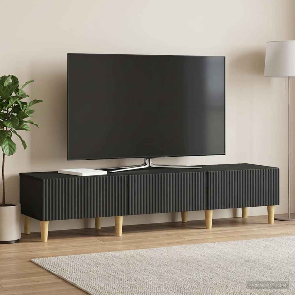 TV szekrény fiókkal Fekete 147 x 34,5 x 30 cm Szerelt Fa