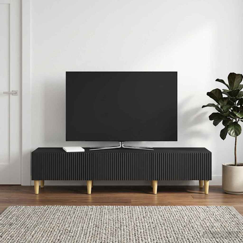 TV szekrény fiókkal Fekete 147 x 34,5 x 30 cm Szerelt Fa