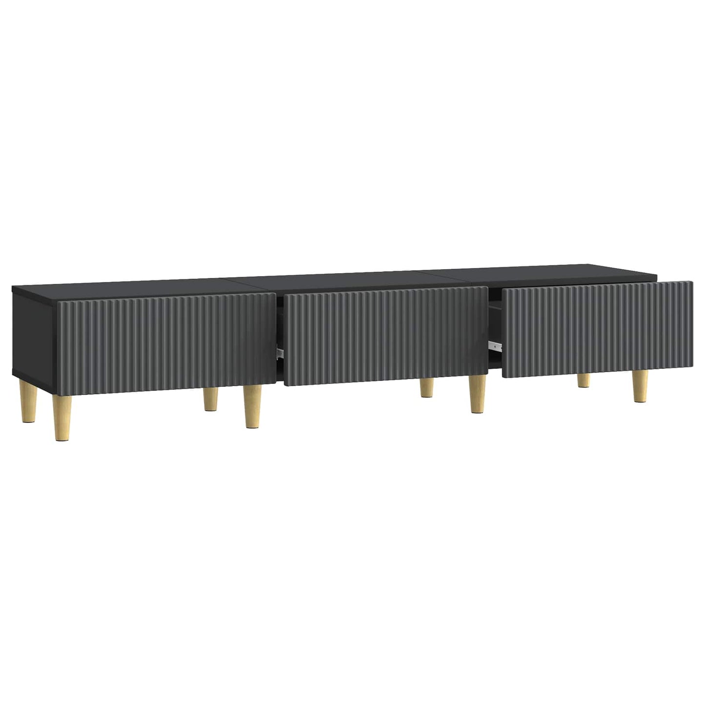 TV szekrény fiókkal Fekete 147 x 34,5 x 30 cm Szerelt Fa
