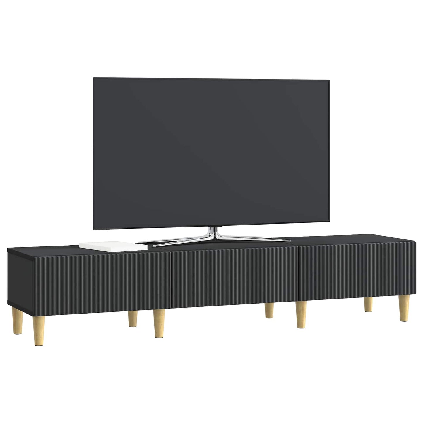 TV szekrény fiókkal Fekete 147 x 34,5 x 30 cm Szerelt Fa