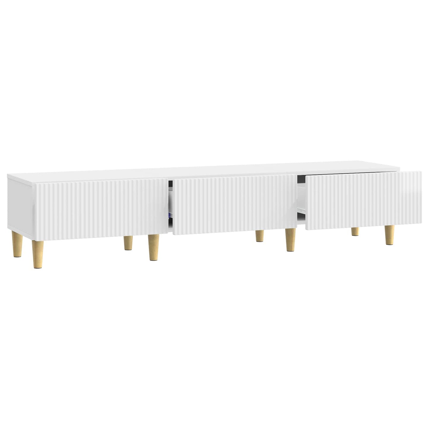 TV szekrény Magasfényű Fehér 147 x 34,5 x 30 cm Szerelt Fa