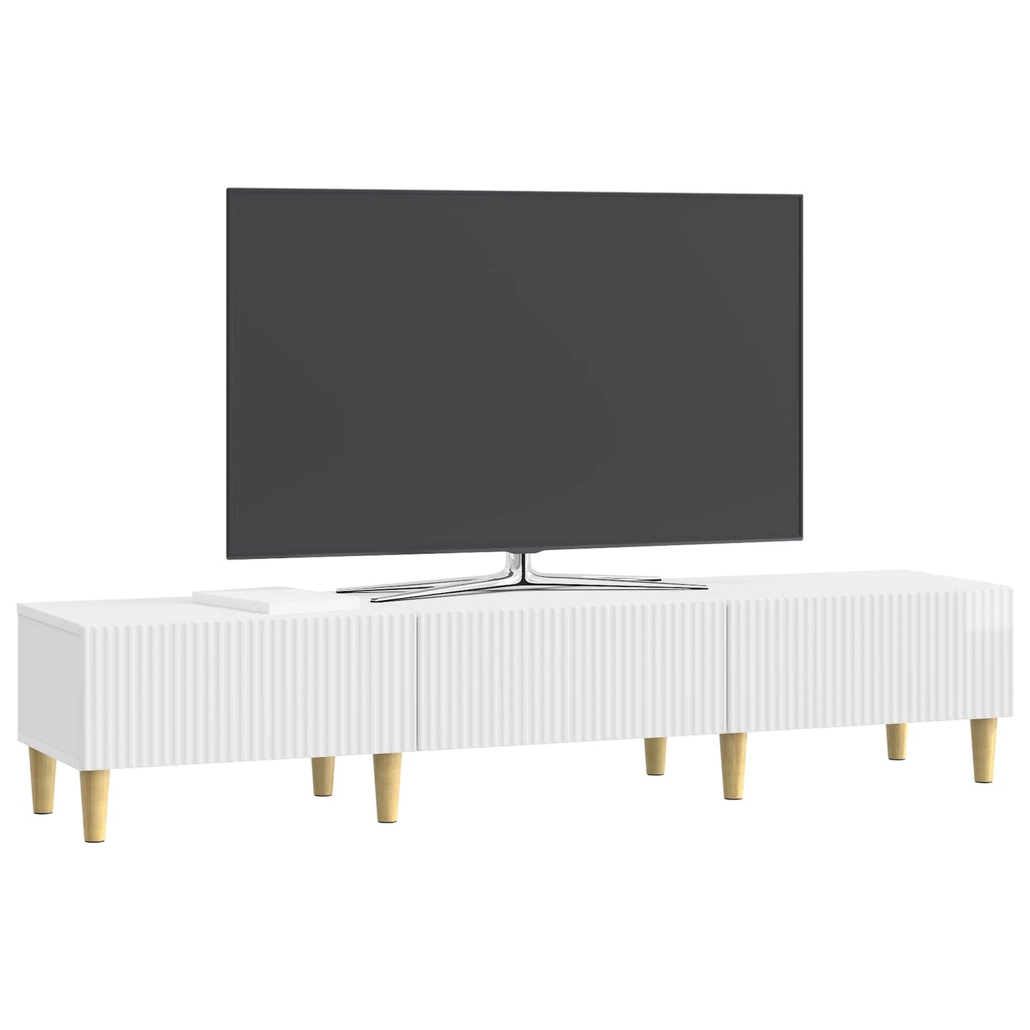 TV szekrény Magasfényű Fehér 147 x 34,5 x 30 cm Szerelt Fa