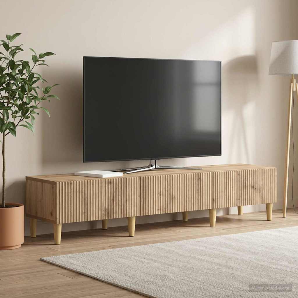 TV szekrény 147 x 34,5 x 30 cm Kézműves Tölgy Szerelt Fa