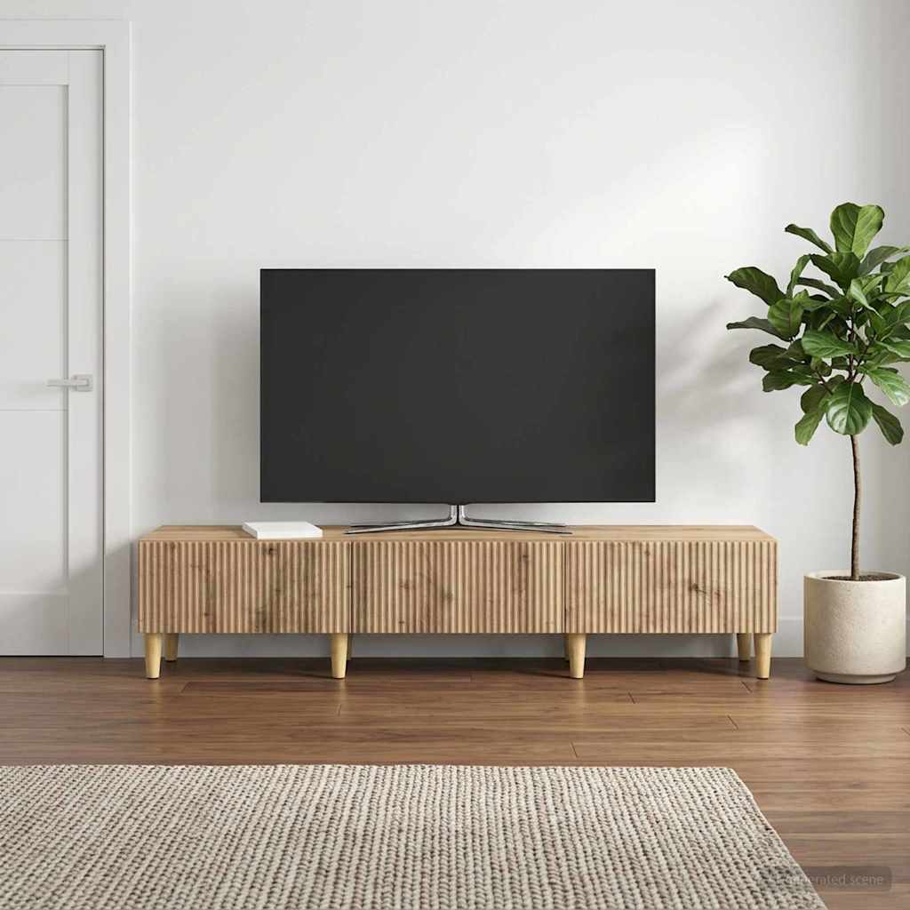 TV szekrény 147 x 34,5 x 30 cm Kézműves Tölgy Szerelt Fa
