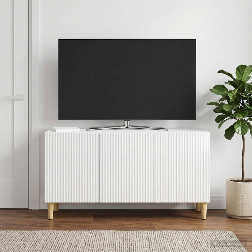 TV szekrény Magasfényű Fehér 99 x 34,5 x 50 cm Szerelt Fa