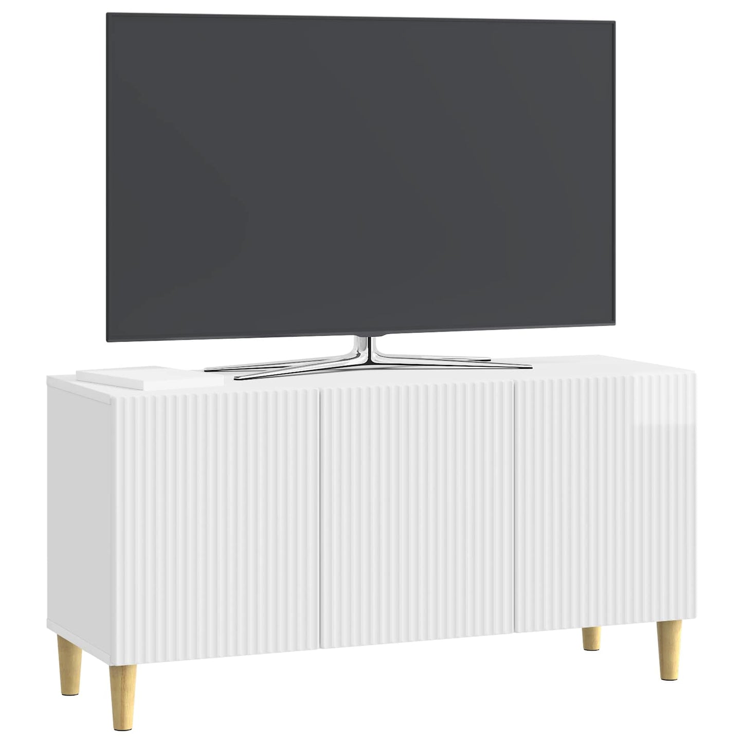 TV szekrény Magasfényű Fehér 99 x 34,5 x 50 cm Szerelt Fa