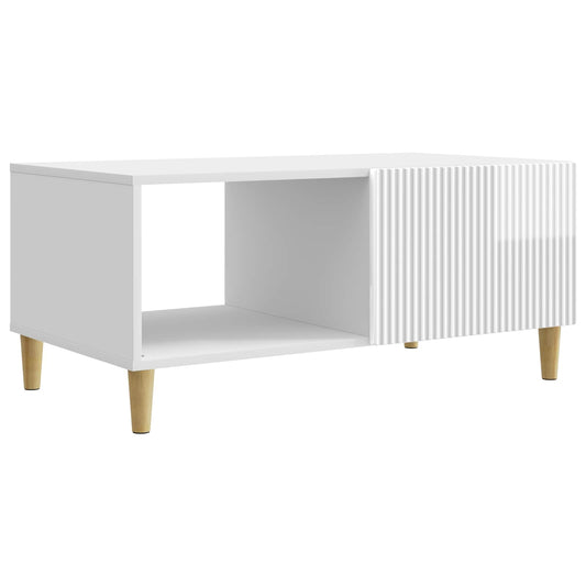 Dohányzóasztal Magasfényű Fehér 90 x 50 x 40 cm Szerelt Fa