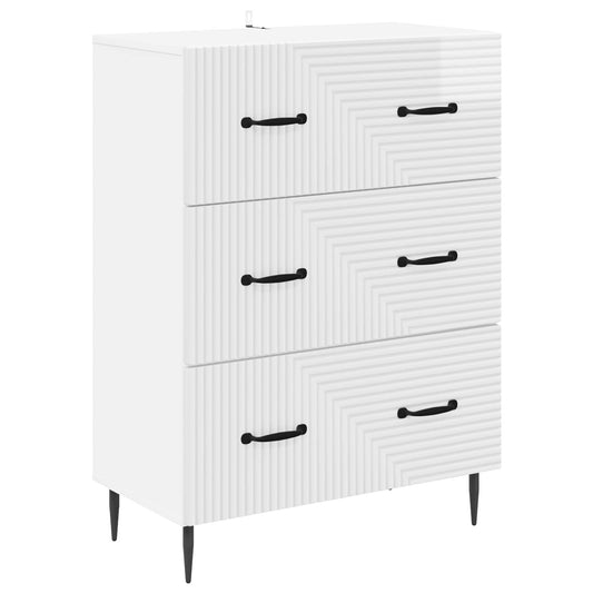 Fiókos szekrény Magasfényű Fehér 66 x 34,5 x 89,5 cm Szerelt Fa