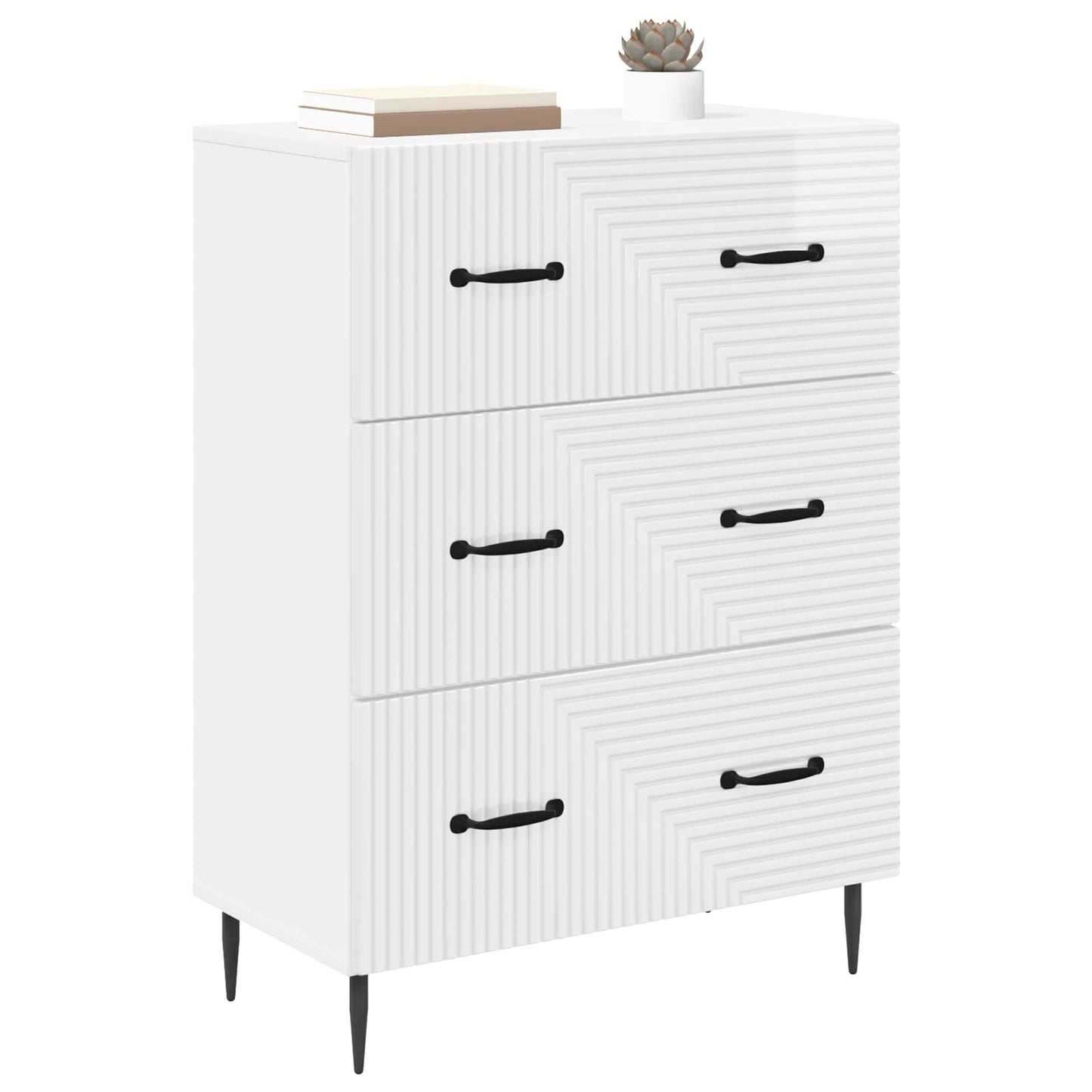 Fiókos szekrény Magasfényű Fehér 66 x 34,5 x 89,5 cm Szerelt Fa
