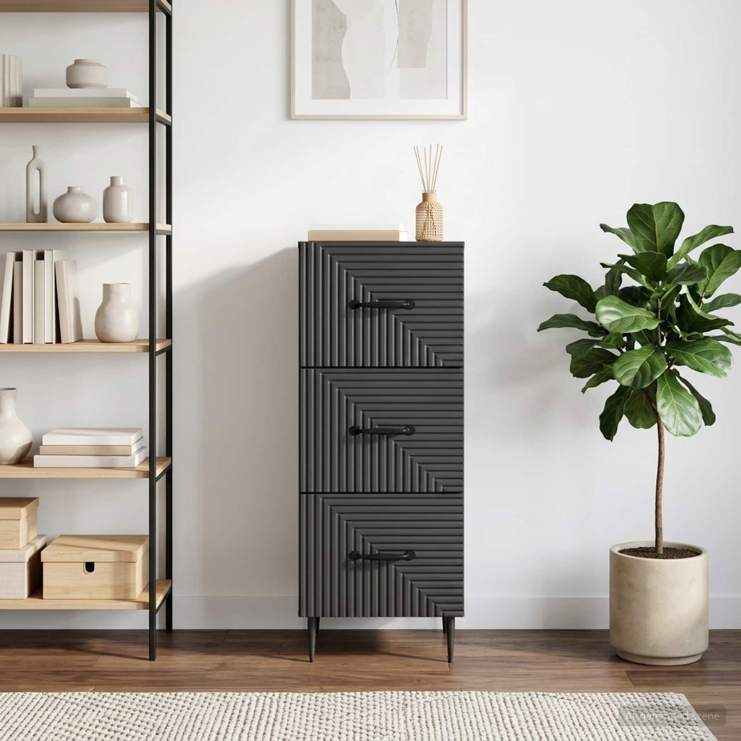 Fiókos szekrény Fekete 33 x 34,5 x 89,5 cm Szerelt Fa