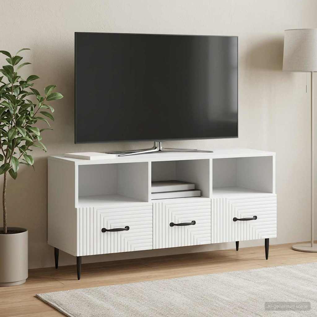 TV szekrény fiókkal Fehér 102 x 34,5 x 50 cm Szerelt Fa